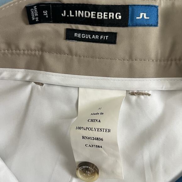 NWT J. Lindeberg Lawrence Micro Twill Beige Khaki Regular Fit Golf Shorts - Picture 5 of 5